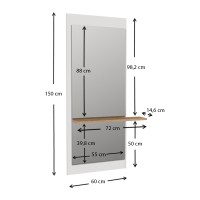 Καθρέπτης τοίχου Piyar Μegapap χρώμα λευκό 60x14,6x150εκ.