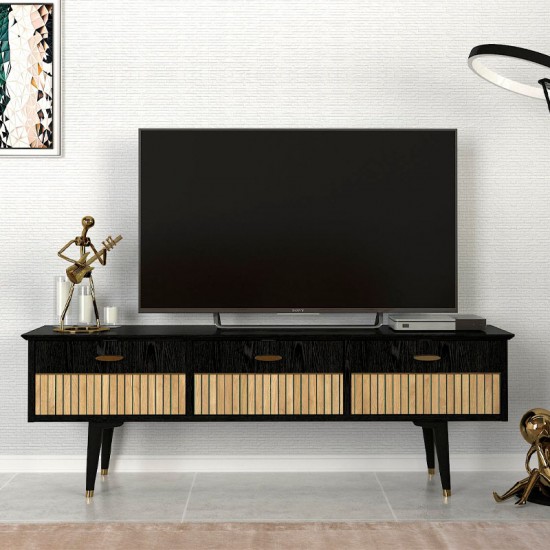 Έπιπλο τηλεόρασης Bolea Megapap χρώμα modern black 150x35x49,7 εκ.