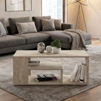 Τραπεζάκι σαλονιού Abdera Megapap χρώμα travertine 110x60x42εκ.