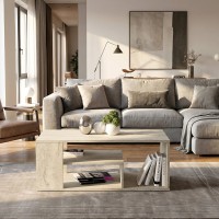 Τραπεζάκι σαλονιού Abdera Megapap χρώμα travertine 110x60x42εκ.