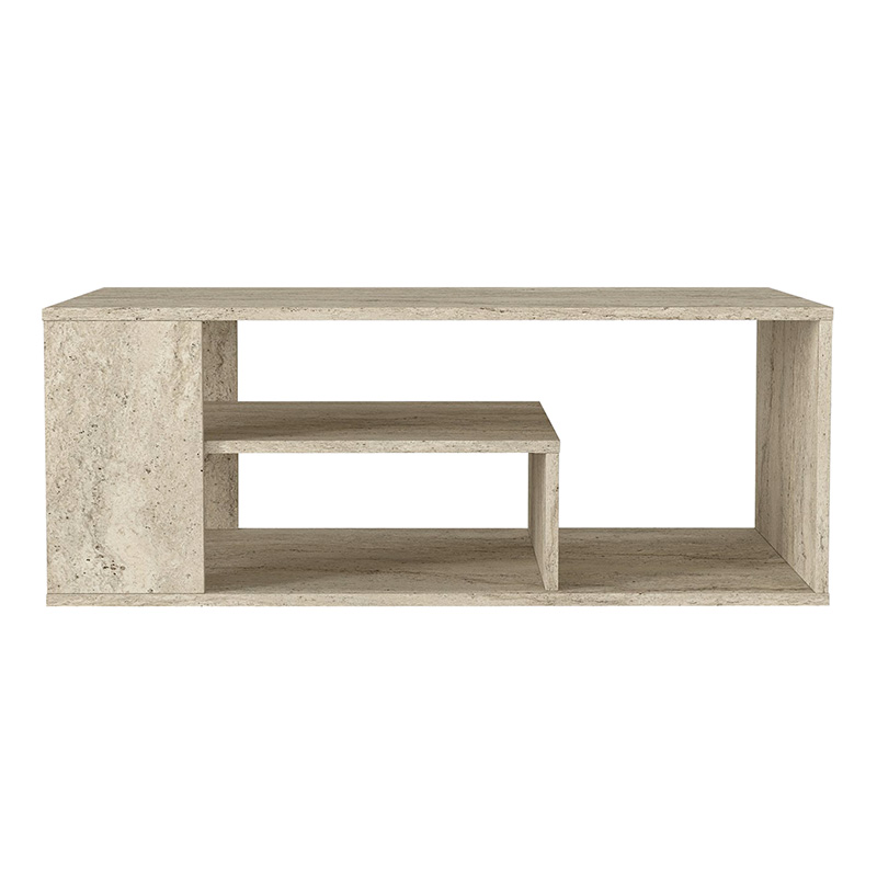 Τραπεζάκι σαλονιού Abdera Megapap χρώμα travertine 110x60x42εκ.