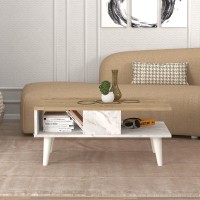 Τραπεζάκι σαλονιού Andros Megapap χρώμα sapphire oak - λευκό εφέ μαρμάρου 90x54x39,6εκ.