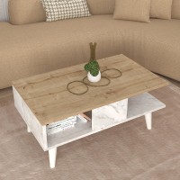 Τραπεζάκι σαλονιού Andros Megapap χρώμα sapphire oak - λευκό εφέ μαρμάρου 90x54x39,6εκ.
