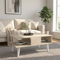 Τραπεζάκι σαλονιού Andros Megapap χρώμα travertine 90x54x39,6εκ.