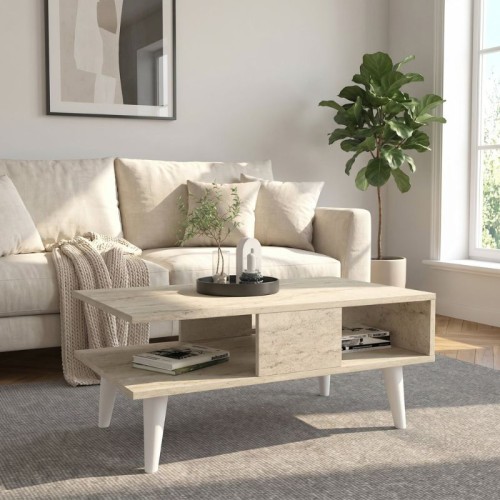 Τραπεζάκι σαλονιού Andros Megapap χρώμα travertine 90x54x39,6εκ.
