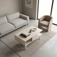 Τραπεζάκι σαλονιού Andros Megapap χρώμα travertine 90x54x39,6εκ.