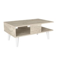 Τραπεζάκι σαλονιού Andros Megapap χρώμα travertine 90x54x39,6εκ.