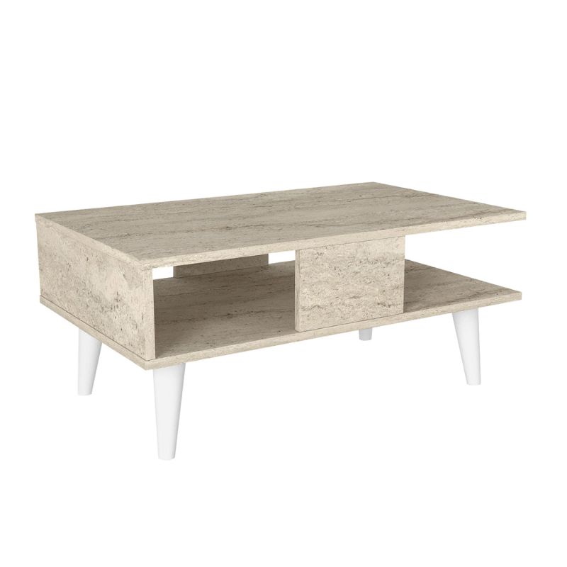 Τραπεζάκι σαλονιού Andros Megapap χρώμα travertine 90x54x39,6εκ.