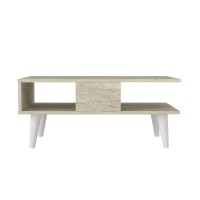 Τραπεζάκι σαλονιού Andros Megapap χρώμα travertine 90x54x39,6εκ.