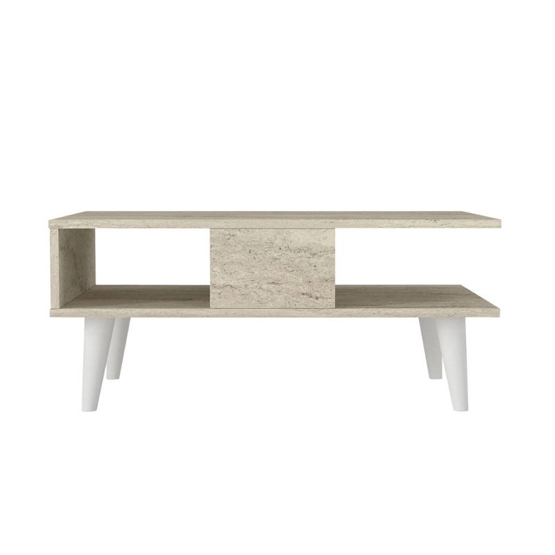 Τραπεζάκι σαλονιού Andros Megapap χρώμα travertine 90x54x39,6εκ.