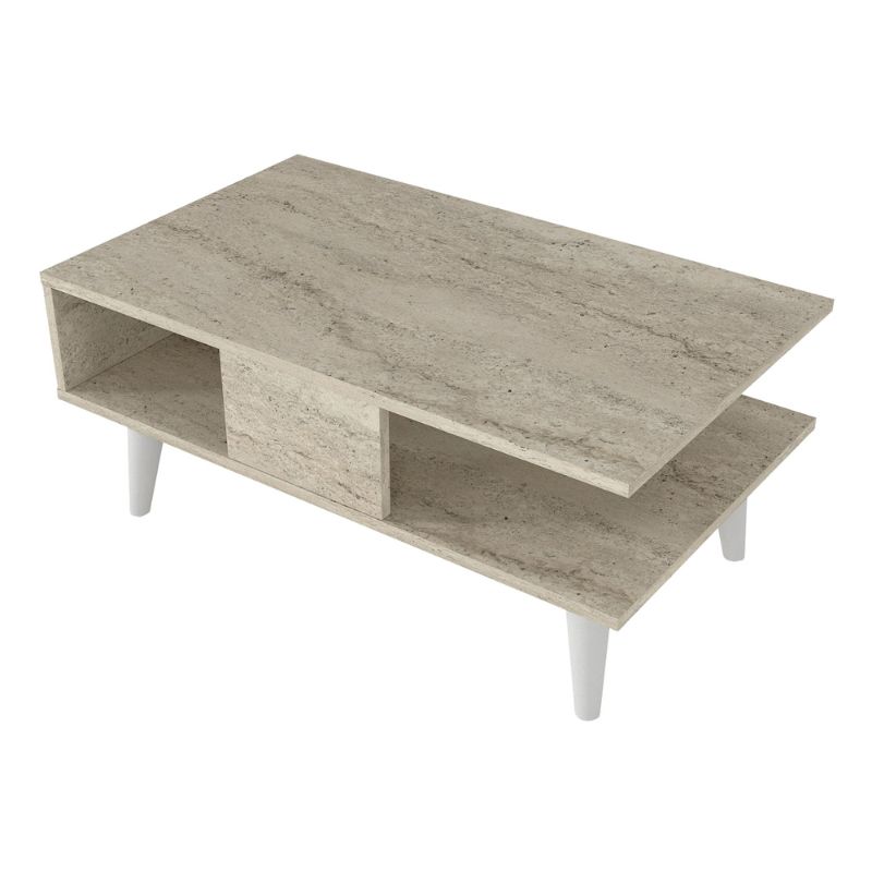 Τραπεζάκι σαλονιού Andros Megapap χρώμα travertine 90x54x39,6εκ.