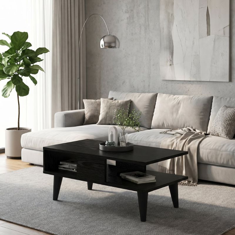 Τραπεζάκι σαλονιού Andros Megapap χρώμα sencron black 90x54x39,6εκ.