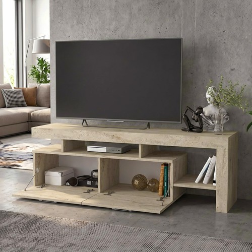 Έπιπλο τηλεόρασης Acnes Megapap χρώμα travertine 160x40x53εκ.