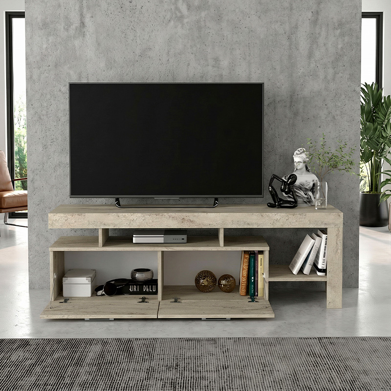 Έπιπλο τηλεόρασης Acnes Megapap χρώμα travertine 160x40x53εκ.