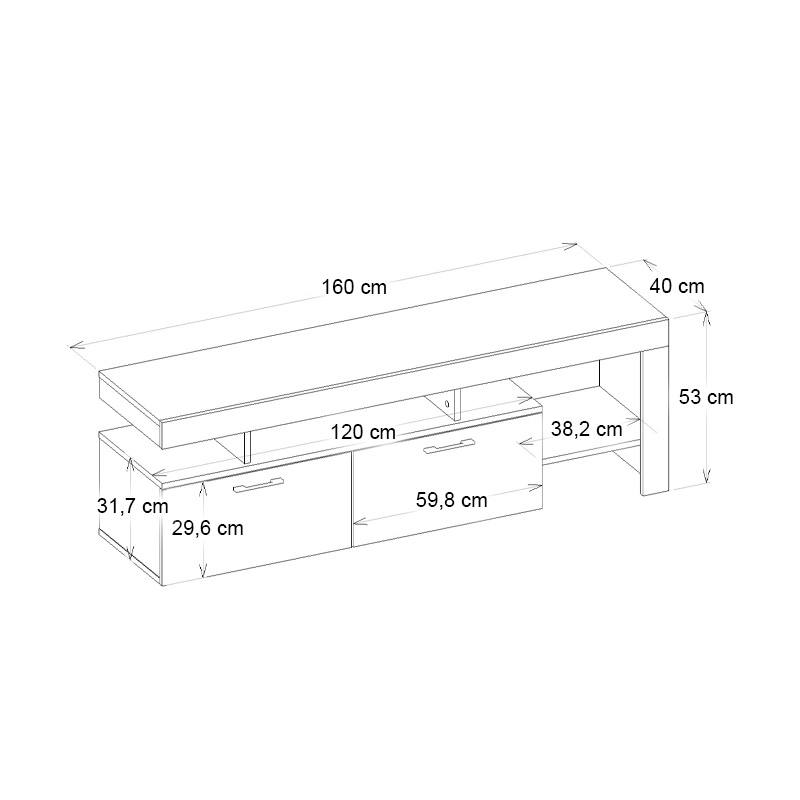 Έπιπλο τηλεόρασης Acnes Megapap χρώμα travertine 160x40x53εκ.