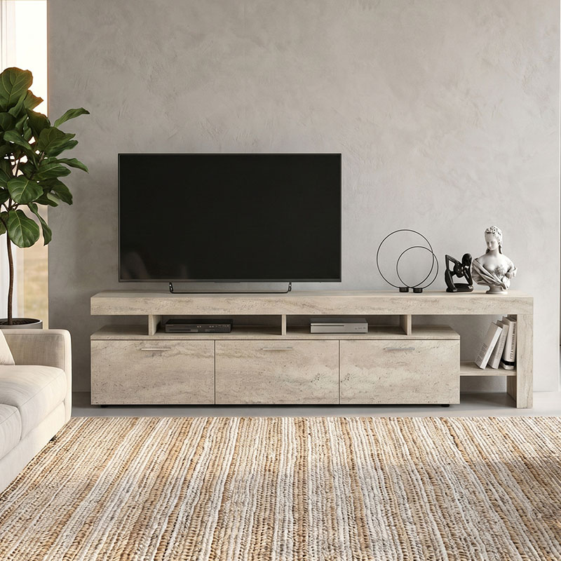 Έπιπλο τηλεόρασης Acnes Megapap χρώμα travertine 220x40x52εκ.