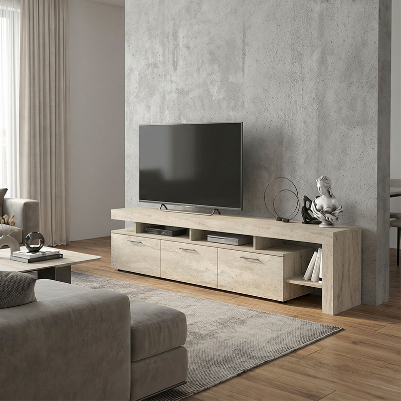 Έπιπλο τηλεόρασης Acnes Megapap χρώμα travertine 220x40x52εκ.
