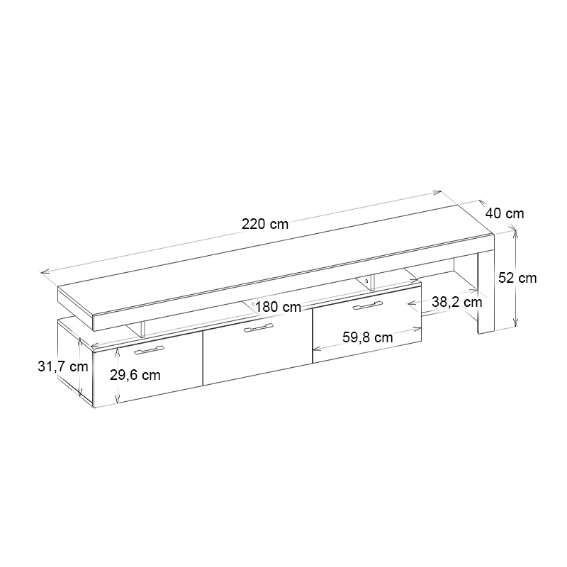 Έπιπλο τηλεόρασης Acnes Megapap χρώμα travertine 220x40x52εκ.