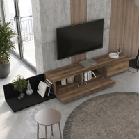 Έπιπλο τηλεόρασης Enstey Megapap επεκτεινόμενο χρώμα μαύρο - καρυδί 260x41,8x33,5εκ.