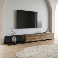 Έπιπλο τηλεόρασης Enstey Megapap επεκτεινόμενο χρώμα μαύρο - καρυδί 260x41,8x33,5εκ.