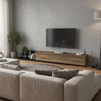 Έπιπλο τηλεόρασης Enstey Megapap επεκτεινόμενο χρώμα μαύρο - καρυδί 260x41,8x33,5εκ.