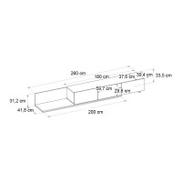 Έπιπλο τηλεόρασης Enstey Megapap επεκτεινόμενο χρώμα sapphire oak - λευκό 260x41,8x33,5εκ.