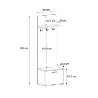 Έπιπλο εισόδου Track Megapap χρώμα καρυδί 60x38,2x190εκ.