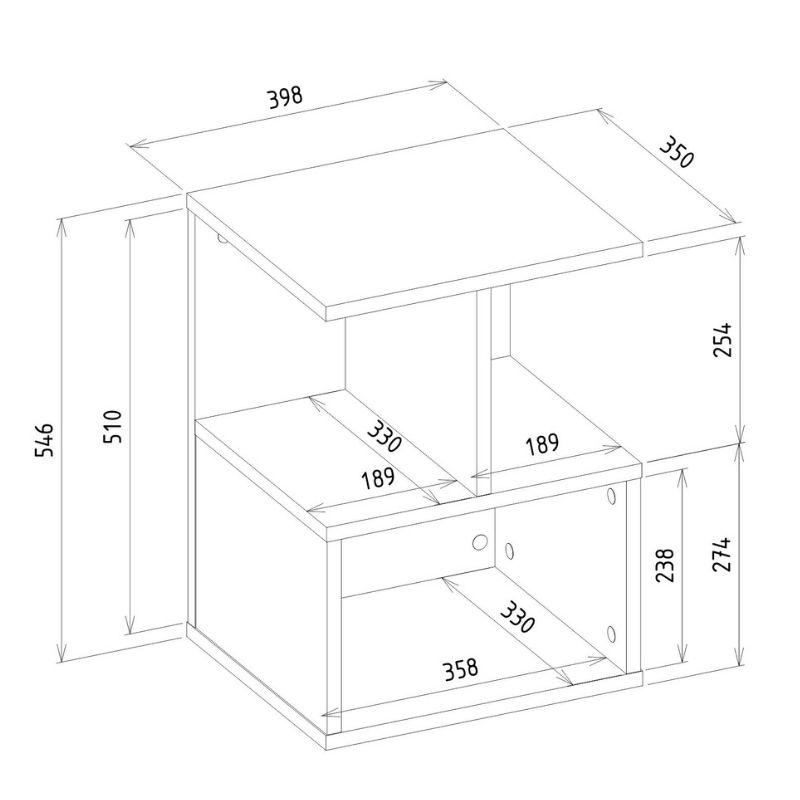 Κομοδίνο - Τραπεζάκι βοηθητικό Entiero Megapap χρώμα sapphire oak 39,8x35x54,6εκ.