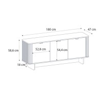 Μπουφές Bohema Megapap χρώμα μαύρο - sepet oak 180x47x76,6εκ.