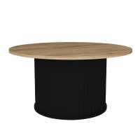 Τραπεζάκι σαλονιού Bohema Megapap χρώμα μαύρο - sepet oak Ø85x43,2εκ.