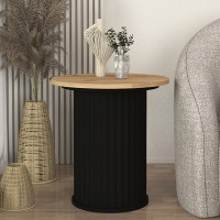 Τραπεζάκι βοηθητικό Bohema Megapap χρώμα μαύρο - sepet oak Ø50x53,2εκ.