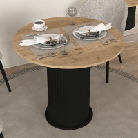 Τραπέζι Bohema Megapap χρώμα μαύρο - sepet oak Ø90x77,7εκ.