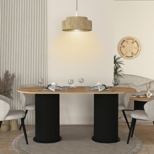 Τραπέζι Bohema Megapap χρώμα μαύρο - sepet oak 180x90x77,7εκ.