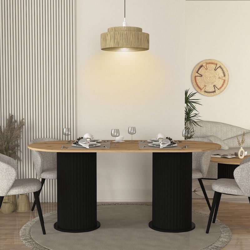 Τραπέζι Bohema Megapap χρώμα μαύρο - sepet oak 180x90x77,7εκ.