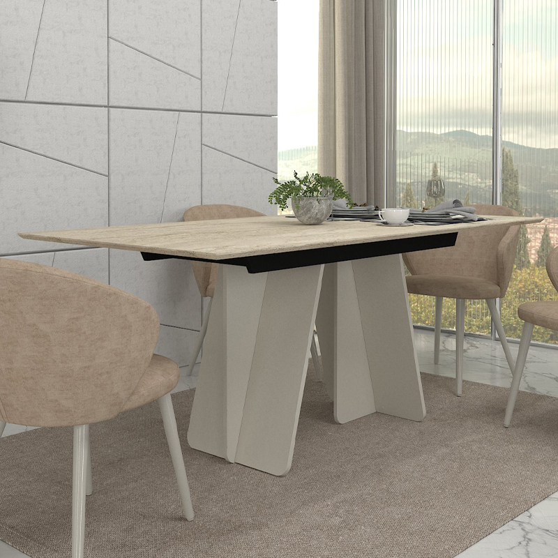 Τραπέζι Sevilla Megapap χρώμα sandstone - travertine 180x90x75εκ.
