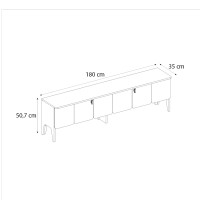 Έπιπλο τηλεόρασης Pedro Megapap χρώμα ανθρακί - rota oak 180x35x50,7εκ.
