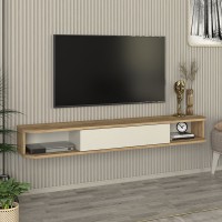 Έπιπλο τηλεόρασης επιτοίχιο Cross Megapap με LED χρώμα sepet oak - sandstone 150x29,6x19,2εκ.