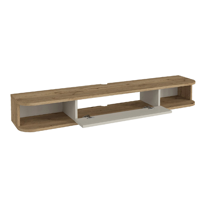 Έπιπλο τηλεόρασης επιτοίχιο Cross Megapap με LED χρώμα sepet oak - sandstone 150x29,6x19,2εκ.