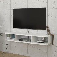 Έπιπλο τηλεόρασης επιτοίχιο Bask Megapap με LED χρώμα λευκό 120x29,6x19,2εκ.