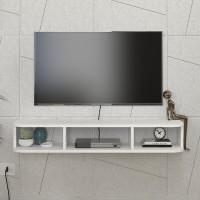 Έπιπλο τηλεόρασης επιτοίχιο Bask Megapap με LED χρώμα λευκό 120x29,6x19,2εκ.