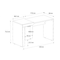 Γραφείο εργασίας Dario Megapap χρώμα sepet oak - λευκό 120x60x73,2εκ.