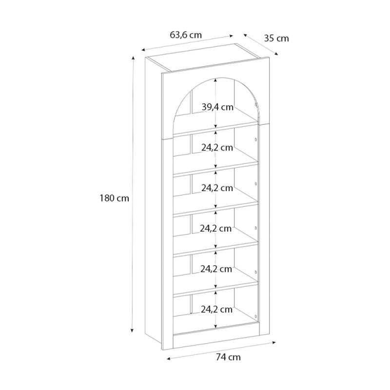 Βιβλιοθήκη Voila Megapap χρώμα γκρι σκυροδέματος 74x35x180εκ.