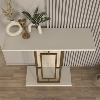 Κονσόλα Alderas Megapap χρώμα sandstone - travertine - χρυσό 90x29,6x76,8εκ.