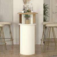 Τραπέζι μπαρ Bohema Megapap χρώμα sepet oak - ivory 150x51,6x101,8εκ.