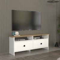 Έπιπλο τηλεόρασης Gradias Megapap χρώμα λευκό - sapphire oak 120x29,6x46,8εκ.