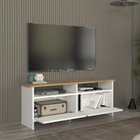 Έπιπλο τηλεόρασης Gradias Megapap χρώμα λευκό - sapphire oak 120x29,6x46,8εκ.