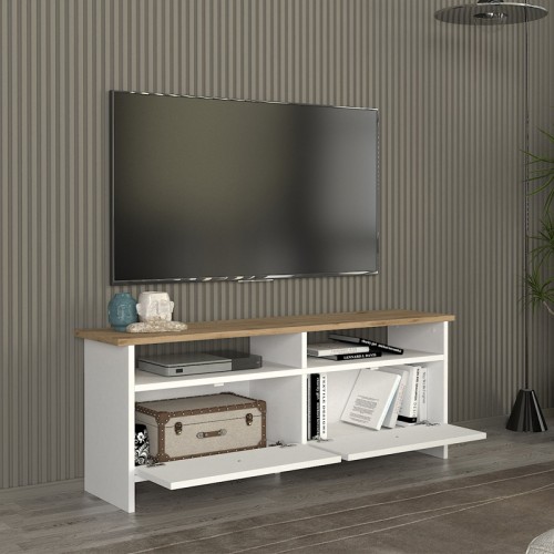 Έπιπλο τηλεόρασης Gradias Megapap χρώμα λευκό - sapphire oak 120x29,6x46,8εκ.