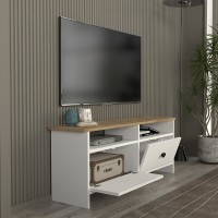 Έπιπλο τηλεόρασης Gradias Megapap χρώμα λευκό - sapphire oak 120x29,6x46,8εκ.