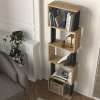 Βιβλιοθήκη Alvina Megapap χρώμα sapphire oak - ανθρακί 45x19,6x158,8εκ.
