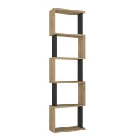 Βιβλιοθήκη Alvina Megapap χρώμα sapphire oak - ανθρακί 45x19,6x158,8εκ.